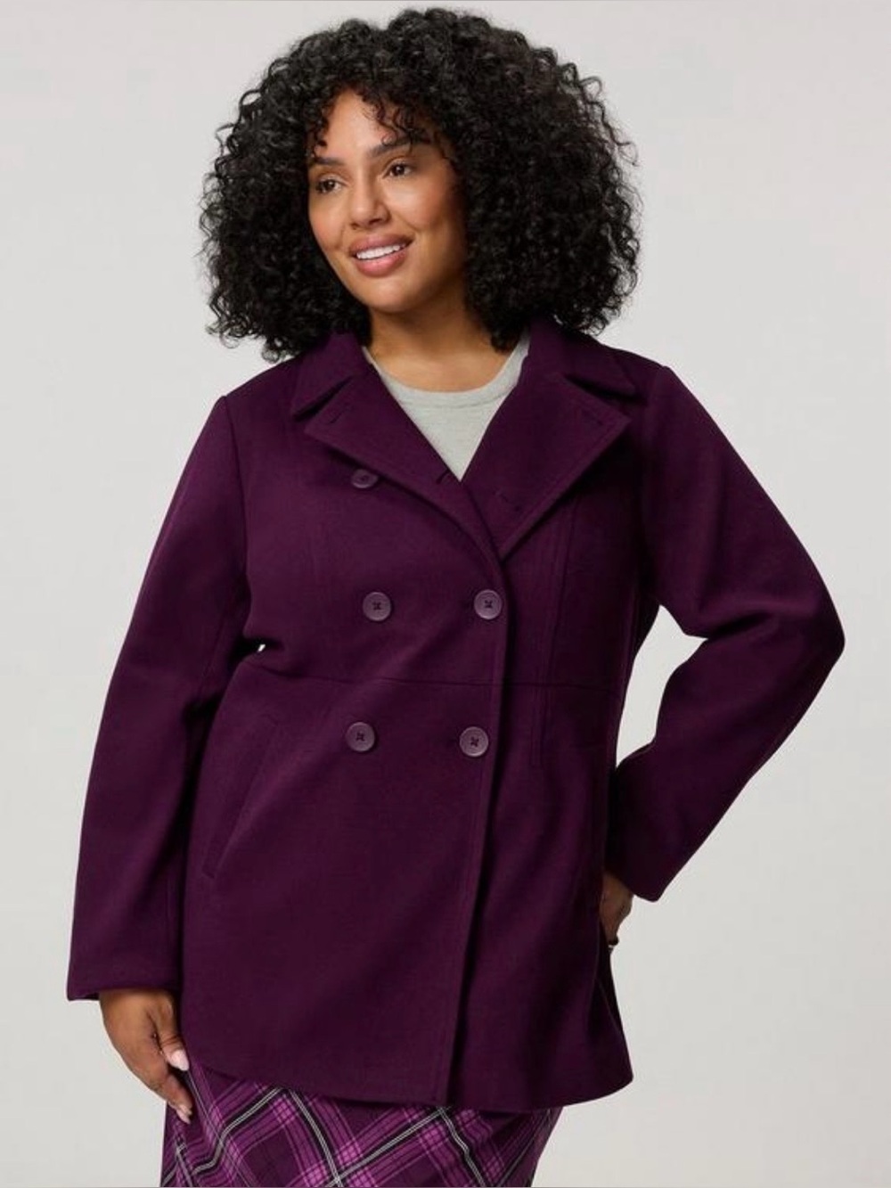 Torrid Purple Double-Breasted Peacoat